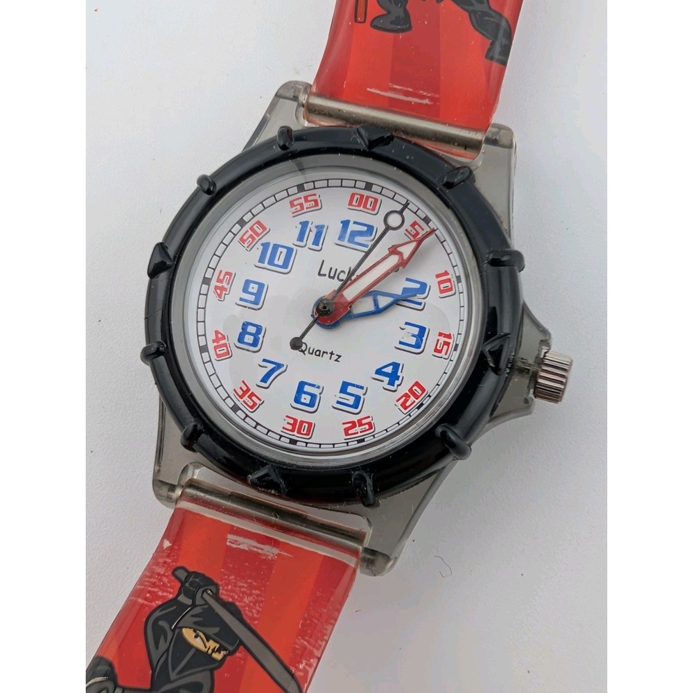 Lucky Dingbats Ninja Kids Watch 27mm Case Red Plastic Band- New Battery